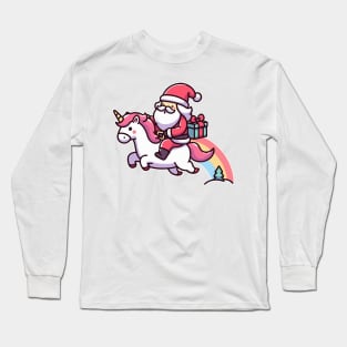 cute Santa ride Unicorn Long Sleeve T-Shirt